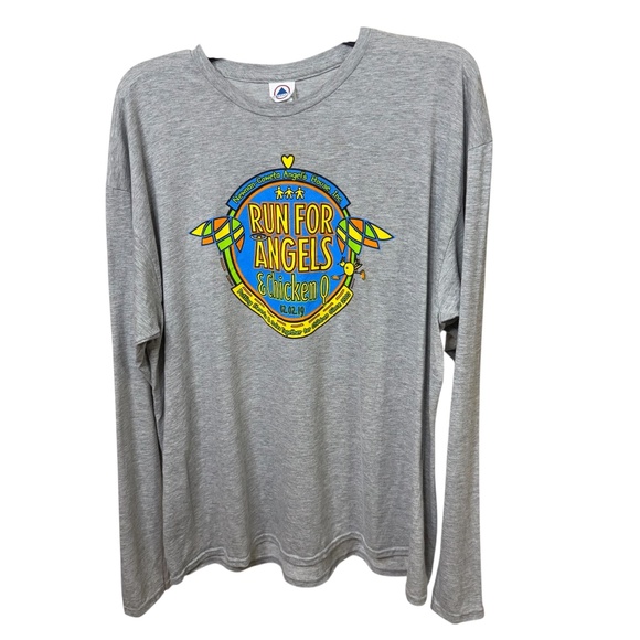 Run For Angels & Chicken Q 2/2/2019 Gray Long Sleeve Graphic Tee - Picture 3 of 12